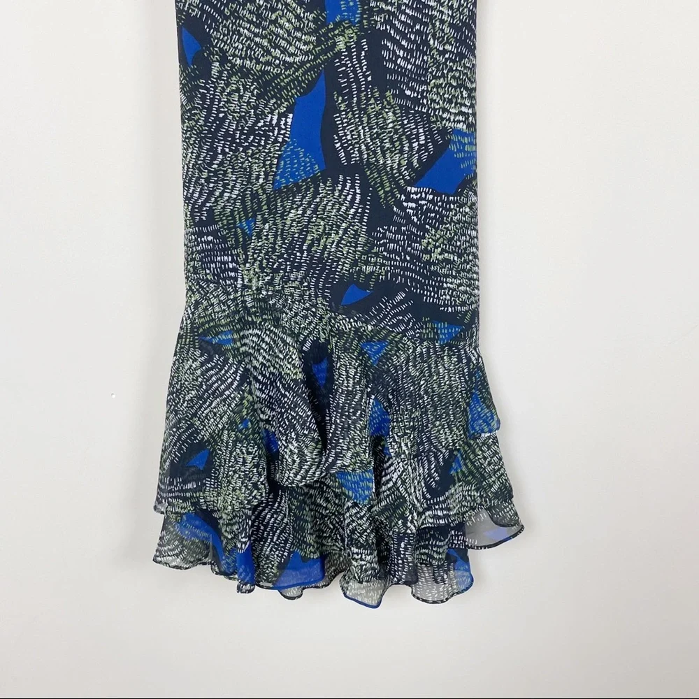 REISS Sophie Chiffon Mini Dress Green Jungle Print Green Size 0 - Picture 4 of 12